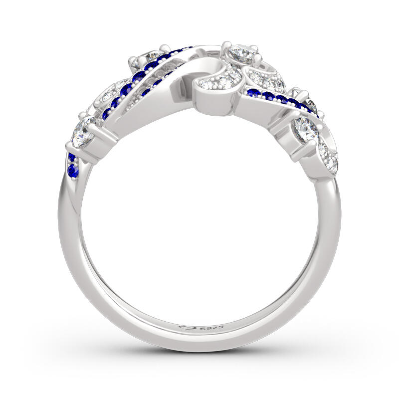 Jeulia "Life Reminder" Ocean Waves Design Sterling Silver Ring