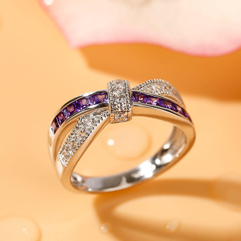 Jeulia Crossover Sterling Silver Women's Band