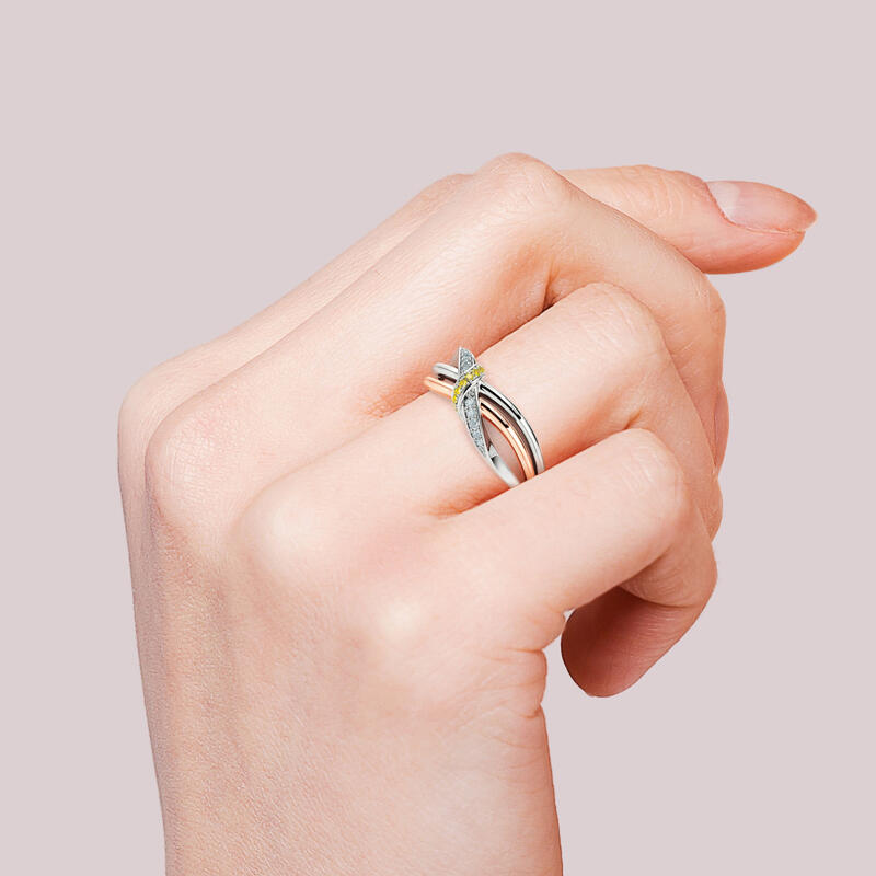 Jeulia Intertwined Two Tone Sterling Silver Women's Band