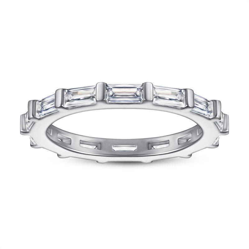 Jeulia Simple Radiant Cut Sterling Silver Women's Band