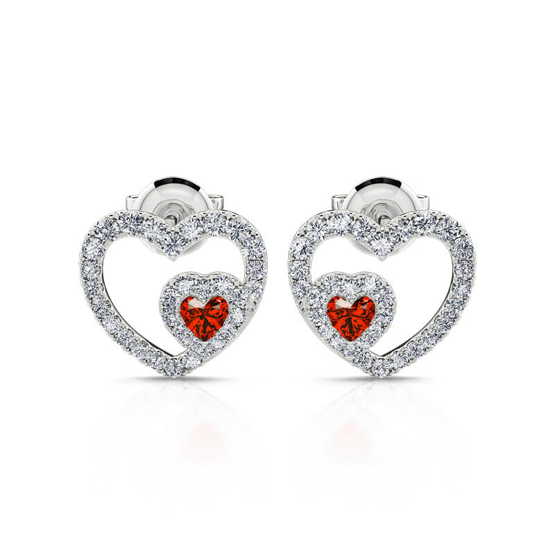 Jeulia "Brilliance Love" Heart Cut Sterling Silver Stud Earrings