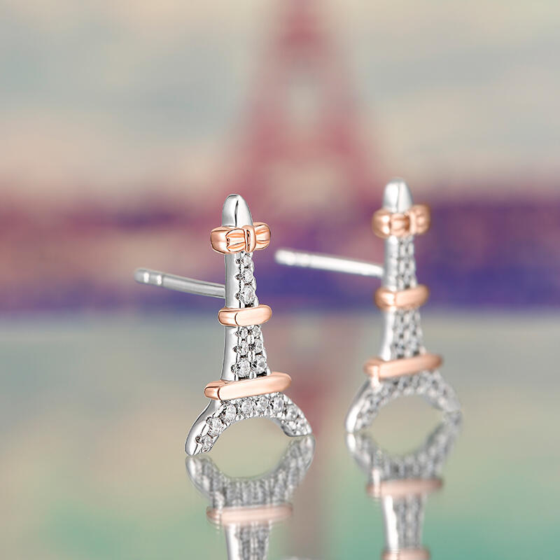 Jeulia "Romantic Paris" Eiffel Tower Sterling Silver Children's Earrings