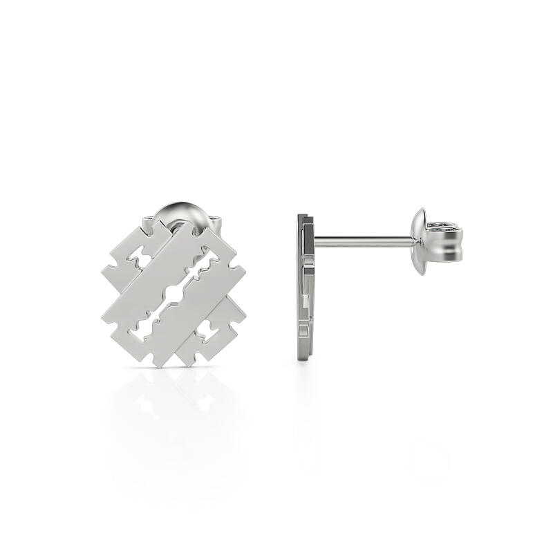 Jeulia "Edgy Tempt" Razor Blade Sterling Silver Stud Earrings