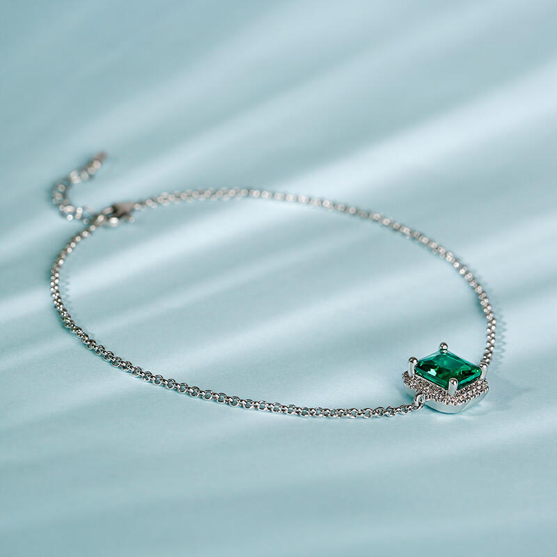 Jeulia Prosty Projekt Aureola Promienny Szlif Srebrny Anklet