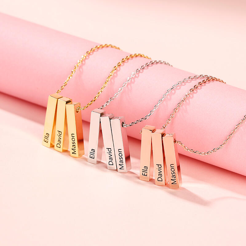 Jeulia Personalized Vertical Bar Sterling Silver Necklace