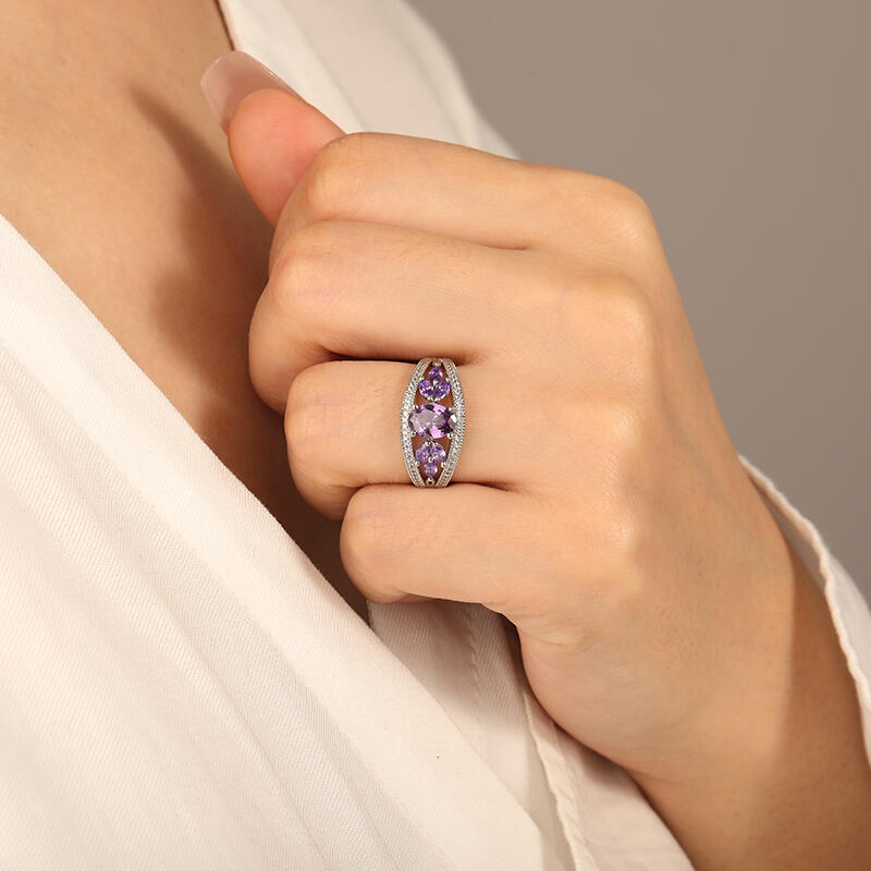 "Inner Soul" Oval Cut Cluster Side Stone Engagement Ring