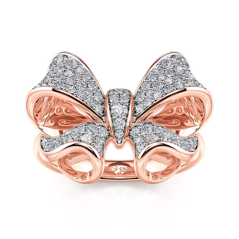 Jeulia Anillo de Plata de Ley de Corte Redondo con Diseño de Lazo