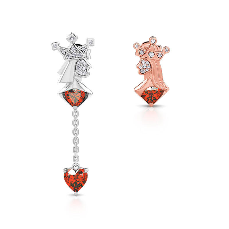 Jeulia "Poker Secrets" örhängen i sterlingsilver med hjärtslipning, oparade