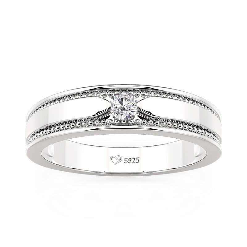 Jeulia Men's Wedding Band Milgrain Round Cut