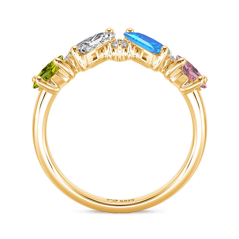 Jeulia Multicolored Gemstone Cluster Custom Women's Ring