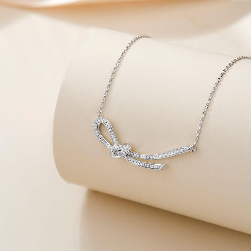 Jeulia Collar de Plata de Ley de Mujer con Cinta Nudo Diseño de Moda