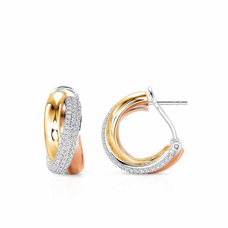 Jeulia Boucles d'Oreilles à Triple Couleur avec Pierres Précieuses Argent Sterling