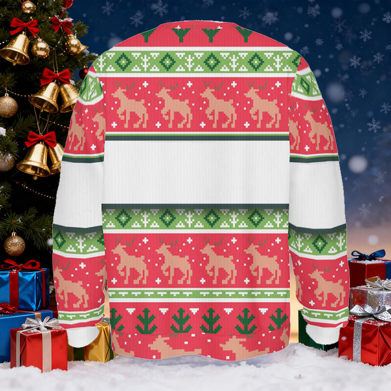 Suéter feo personalizado unisex con foto personalizada, diseño de dibujos animados, atractivo regalo de Navidad para la familia.