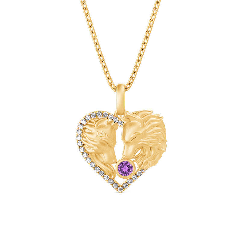 Jeulia Custom Fox Birthstone Necklace with Relief Design