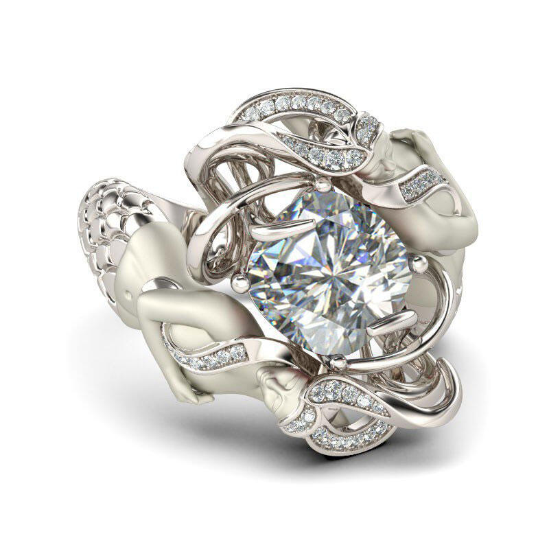 Jeulia White Cushion Cut Sterling Silver Mermaid Ring