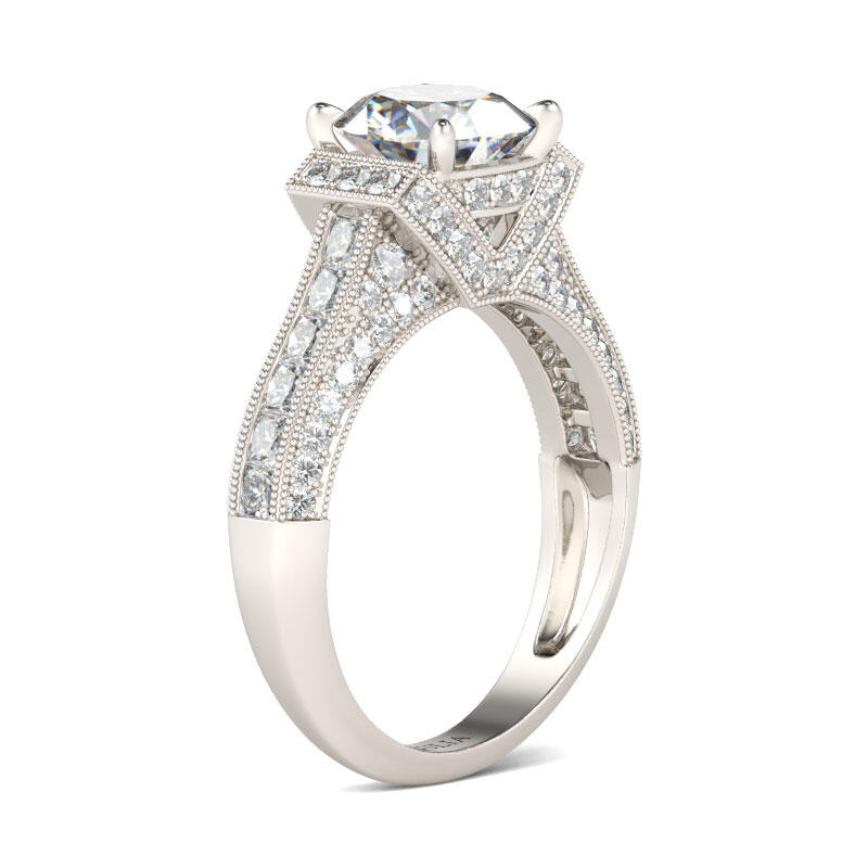 Jeulia Milgrain Round Cut Sterling Silver Ring