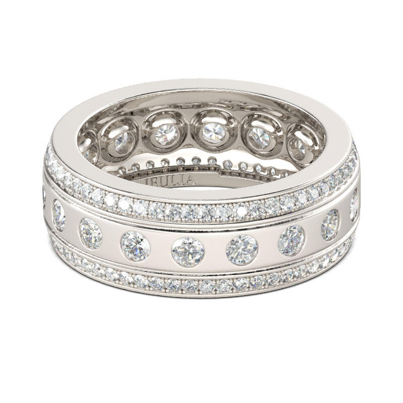 Jeulia Anel feminino clássico de prata esterlina com corte redondo clássico