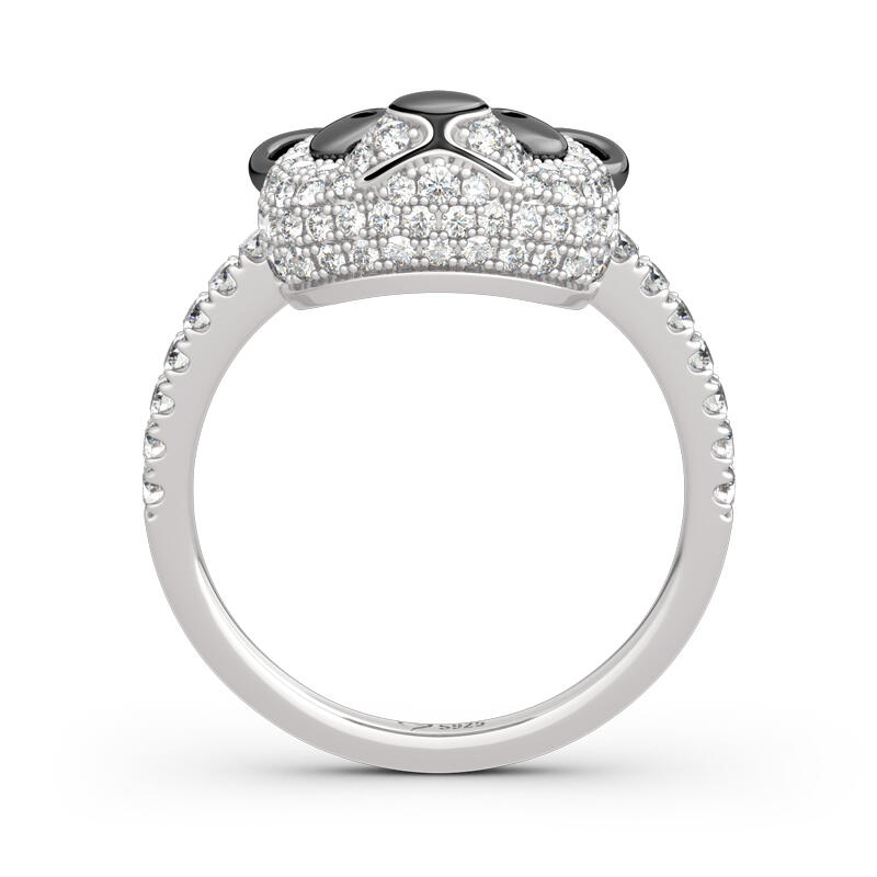 Jeulia "Be Calm and Steady" Cute Panda Sterling Silver Ring