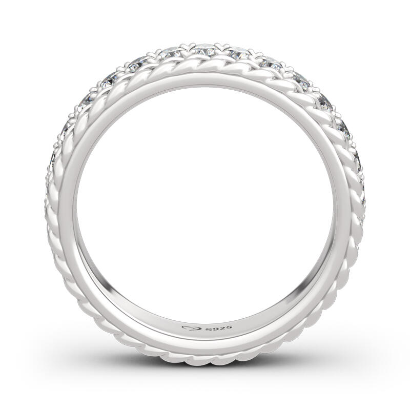 Jeulia Chain Design Round Cut Sterling Silver Women's Band