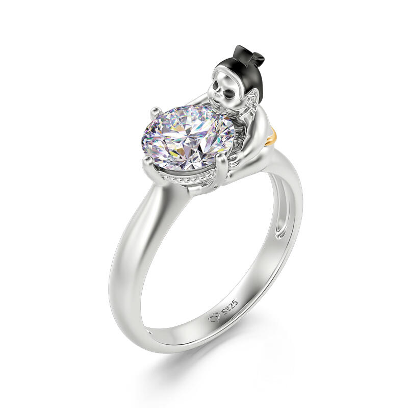 Jeulia Hug Me "Uwielbiam Prowess" Sumo Okrągłe Cięcie Pierścionek Srebrny