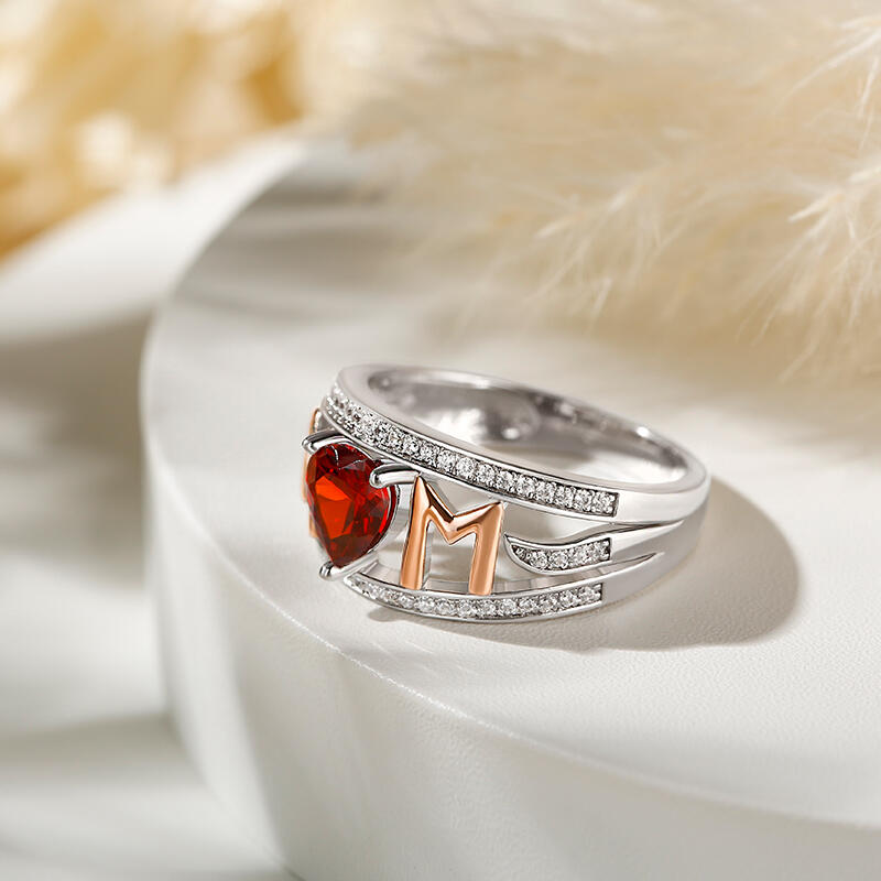 Jeulia "Eternal Love for Mom" Heart Cut Sterling Silver Ring