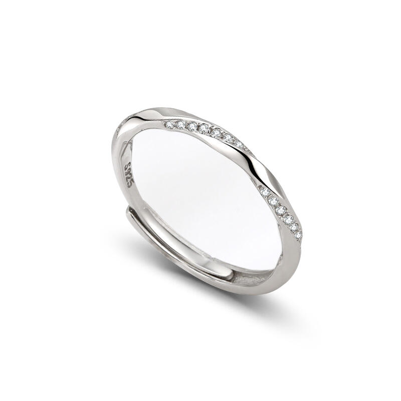 Jeulia Twist Design Sterling Silver Adjustable Women's Band
