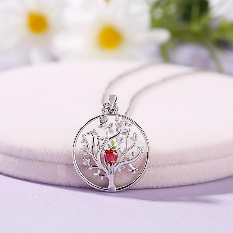 Jeulia Collar de plata de ley con corte de corazón "árbol de la vida"