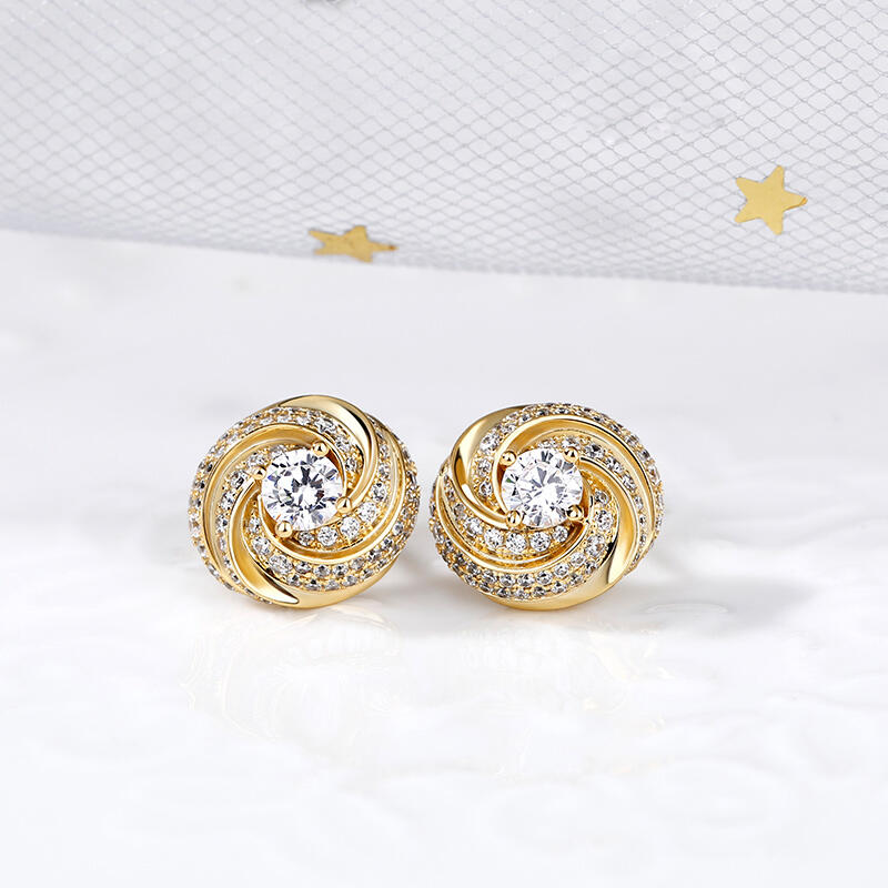 Jeulia Spiral Design Round Cut Sterling Silver Earrings