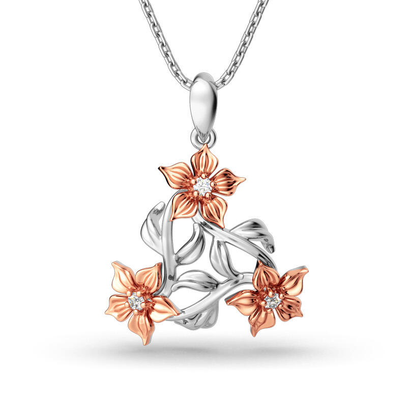 Jeulia Two Tone Flower Sterling Silver Jewelry Set