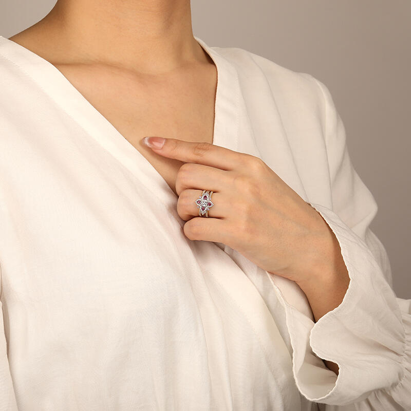 "For My Pure Angel" Cushion Cut Cluster Bridal Set