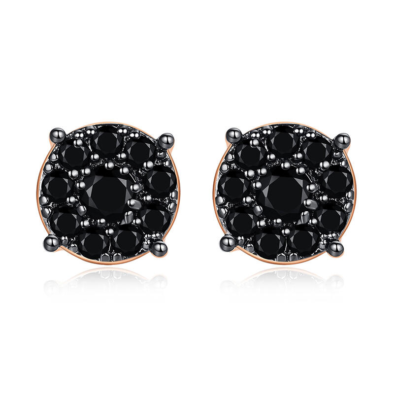 Jeulia Punk Hip-Hop Round Cut Copper Men's Stud Earrings