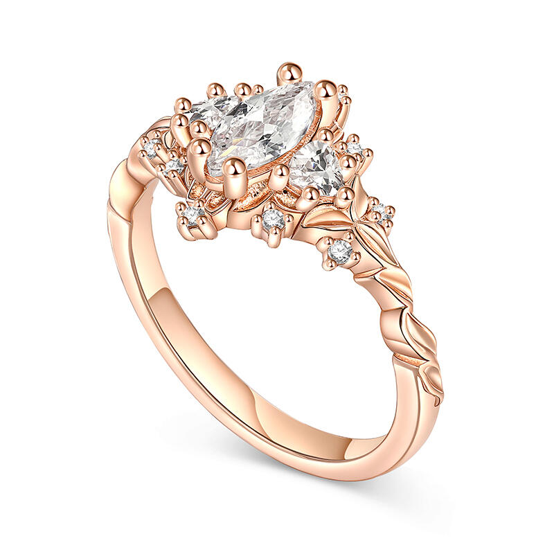 Jeulia Anillo de Compromiso de Marquesa Vintage Tres Piedras Plata