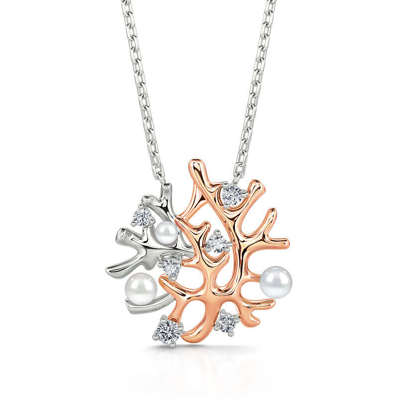 Jeulia Collar de coral de plata esterlina de perlas cultivadas