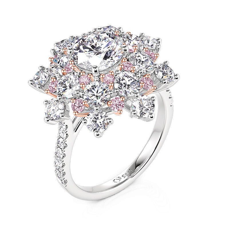 Jeulia Irregular Halo Blush Fireworks Cluster Ring