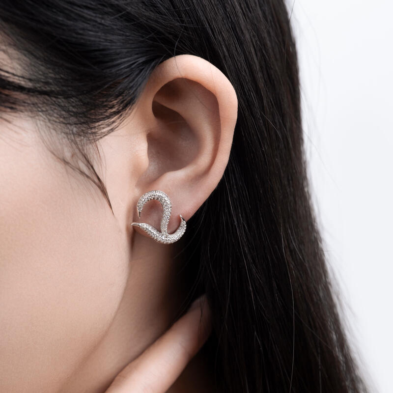 Jeulia Logo Shape Heart Sterling Silver Stud Earrings