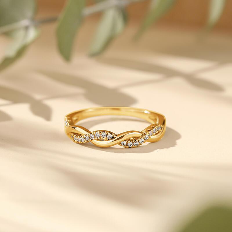 Jeulia Anillo entrelazado de con piedra de corte de plata de ley