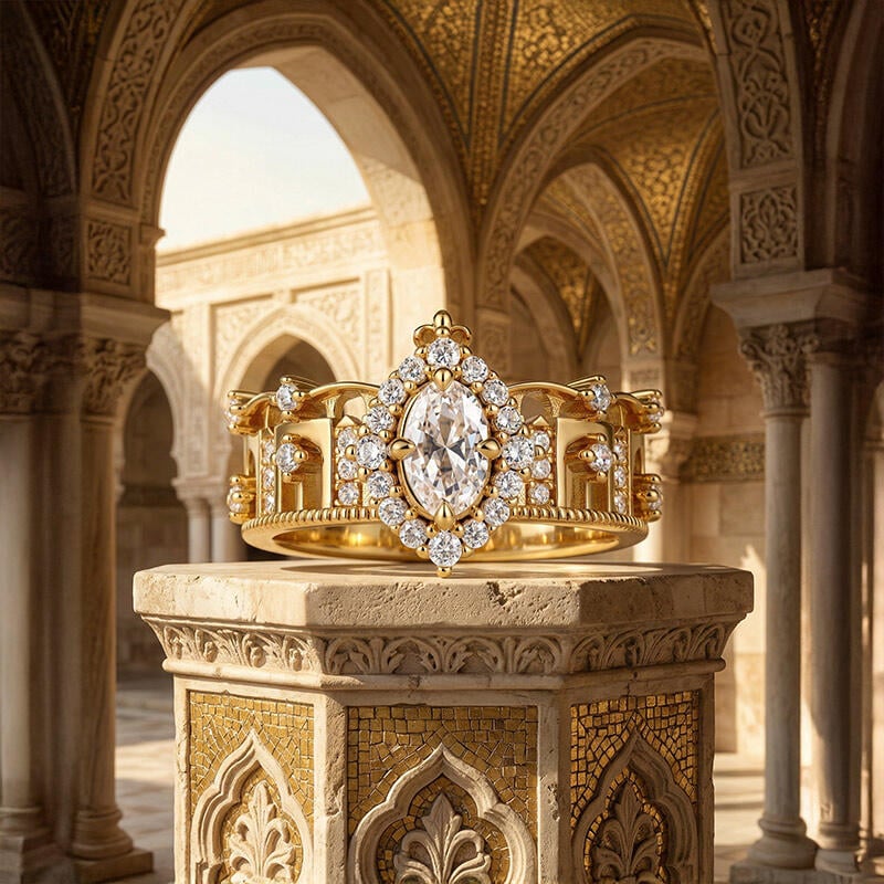 Oval Architectural Engagement Ring