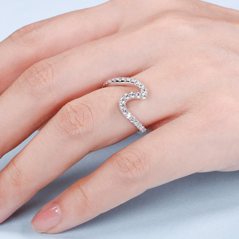 Jeulia Sea Wave Sterling Silver Ring