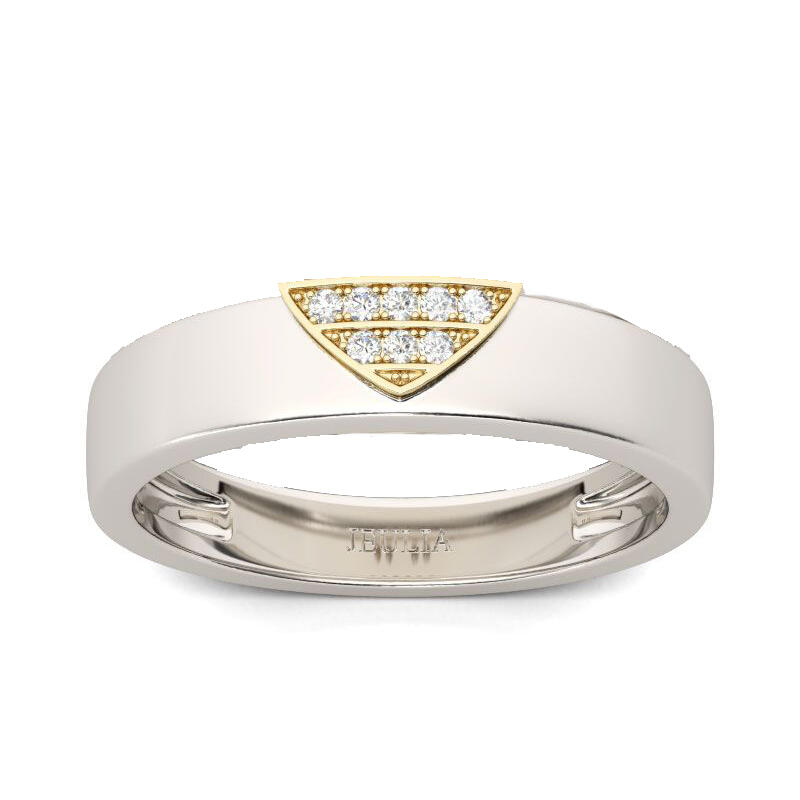 Jeulia Two Tone Heart Design Sterling Silver Men's Band