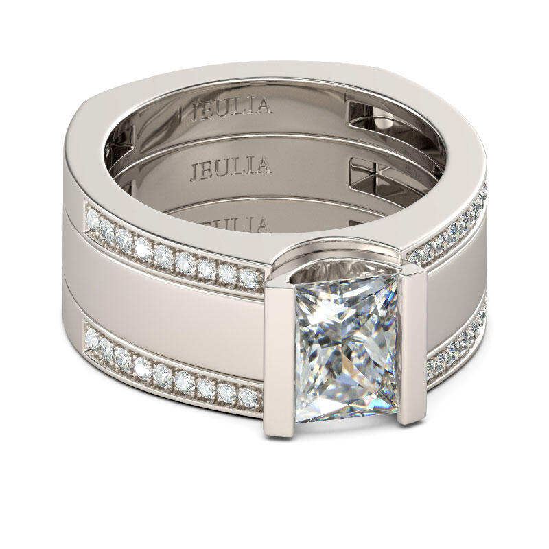 Anillo Apilables De Corte Cuadrado En Plata De Ley