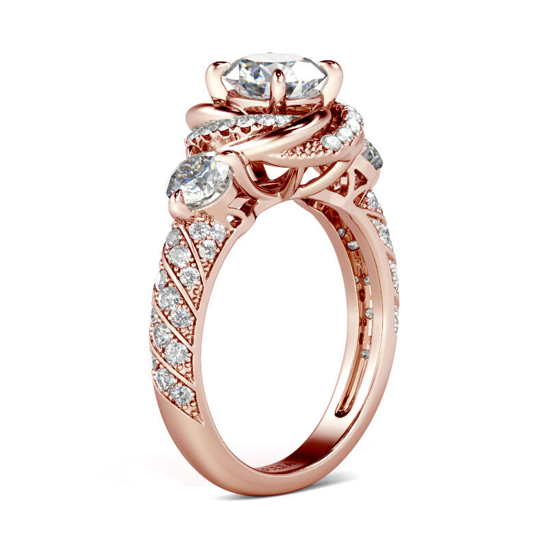 Jeulia フラワー ヘイロー ラウンドカット シルバー リング