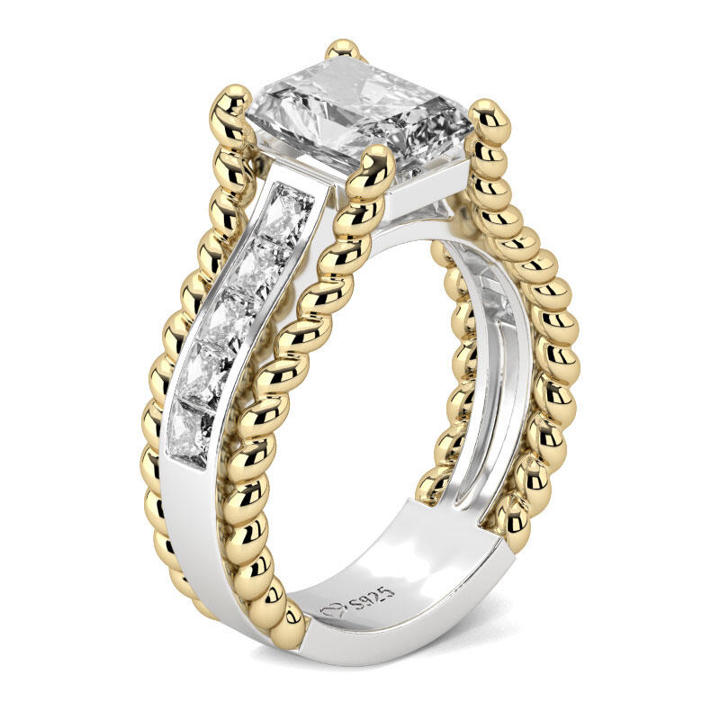 Jeulia Two Tone Radiant Cut Sterling Silver Ring