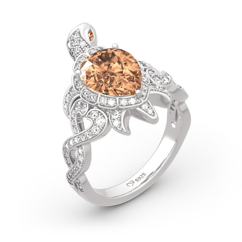 Jeulia "Dazzling Tortoise" Pear Cut Sterling Silver Ring
