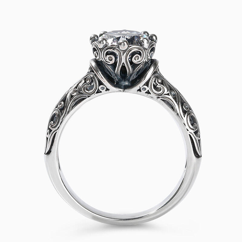 Jeulia Anillo clásico vintage con corte redondo beatrice de plata de ley