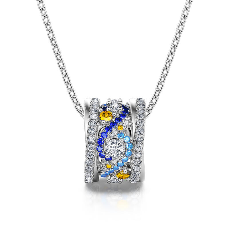 Jeulia "Dreamy Secret" The Starry Night Inspired Sterling Silver Necklace