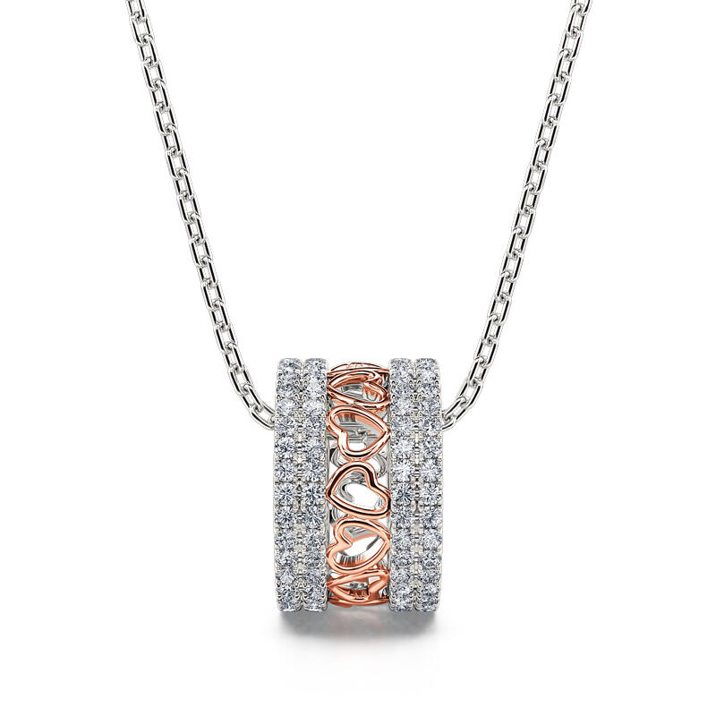 Jeulia Collar de plata de ley corazón en dos tonos