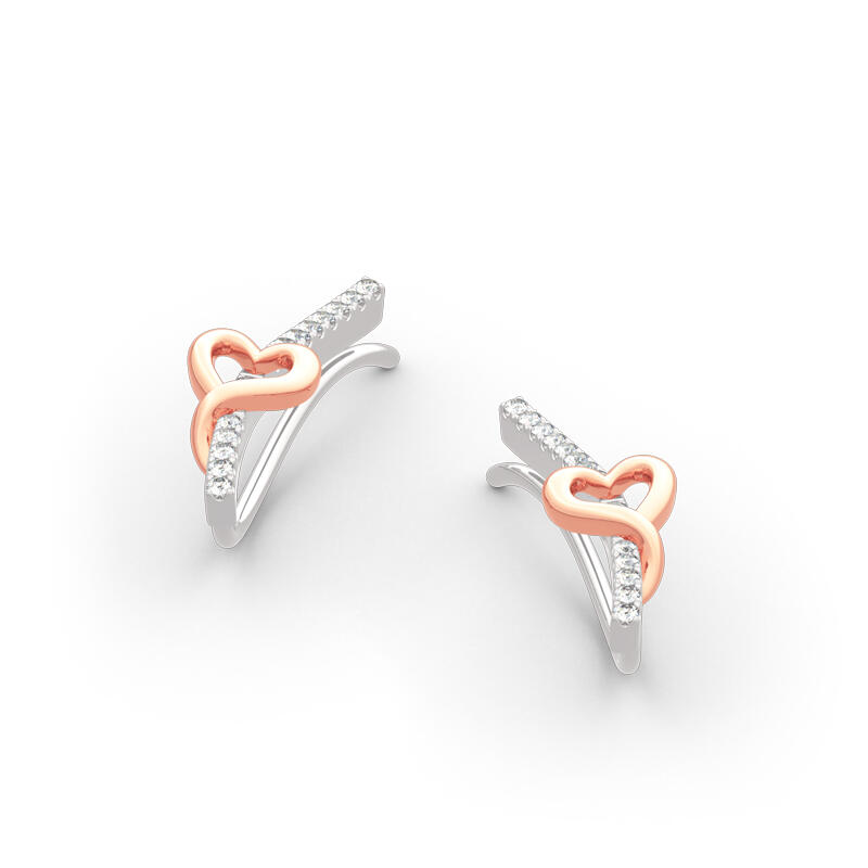Jeulia Heart Sterling Silver Climber Earrings