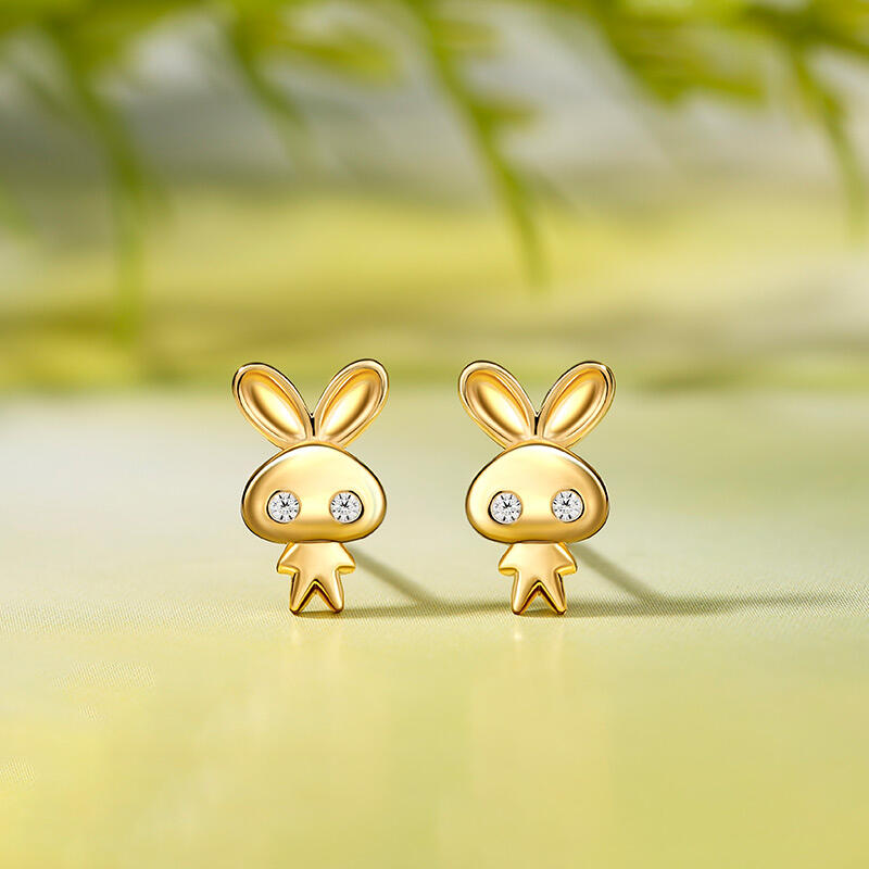 Jeulia "Sweet Bunny" Sterling Silver Children's Earrings