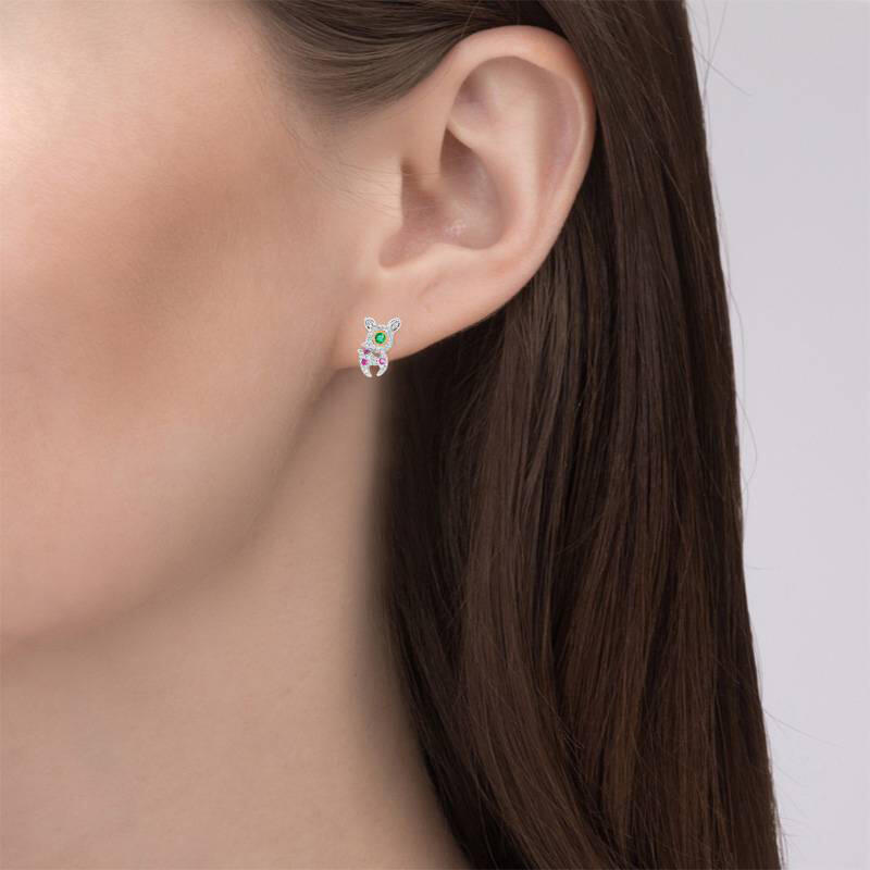 Jeulia "Christmas Reindeer" Sterling Silver Stud Earrings