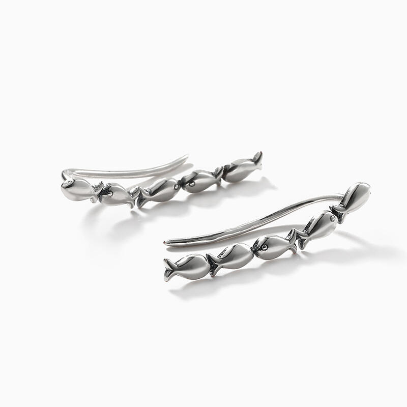 Jeulia "Kiss Fish" Sterling Silver Climber Earrings
